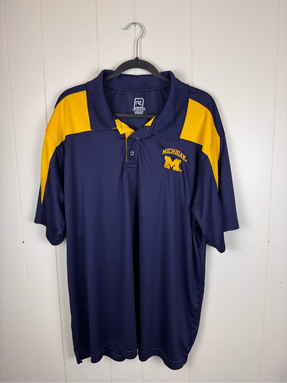 Michigan Wolverines Pro Edge Polo Shirt Men’s 2XL Navy Maize Golf NCAA